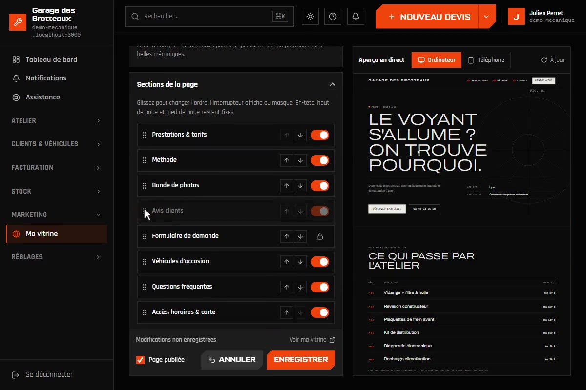 Votre site, modifié en direct