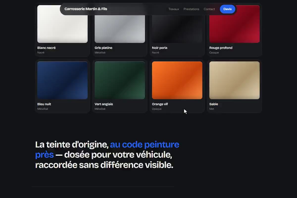 Un site vitrine par métier